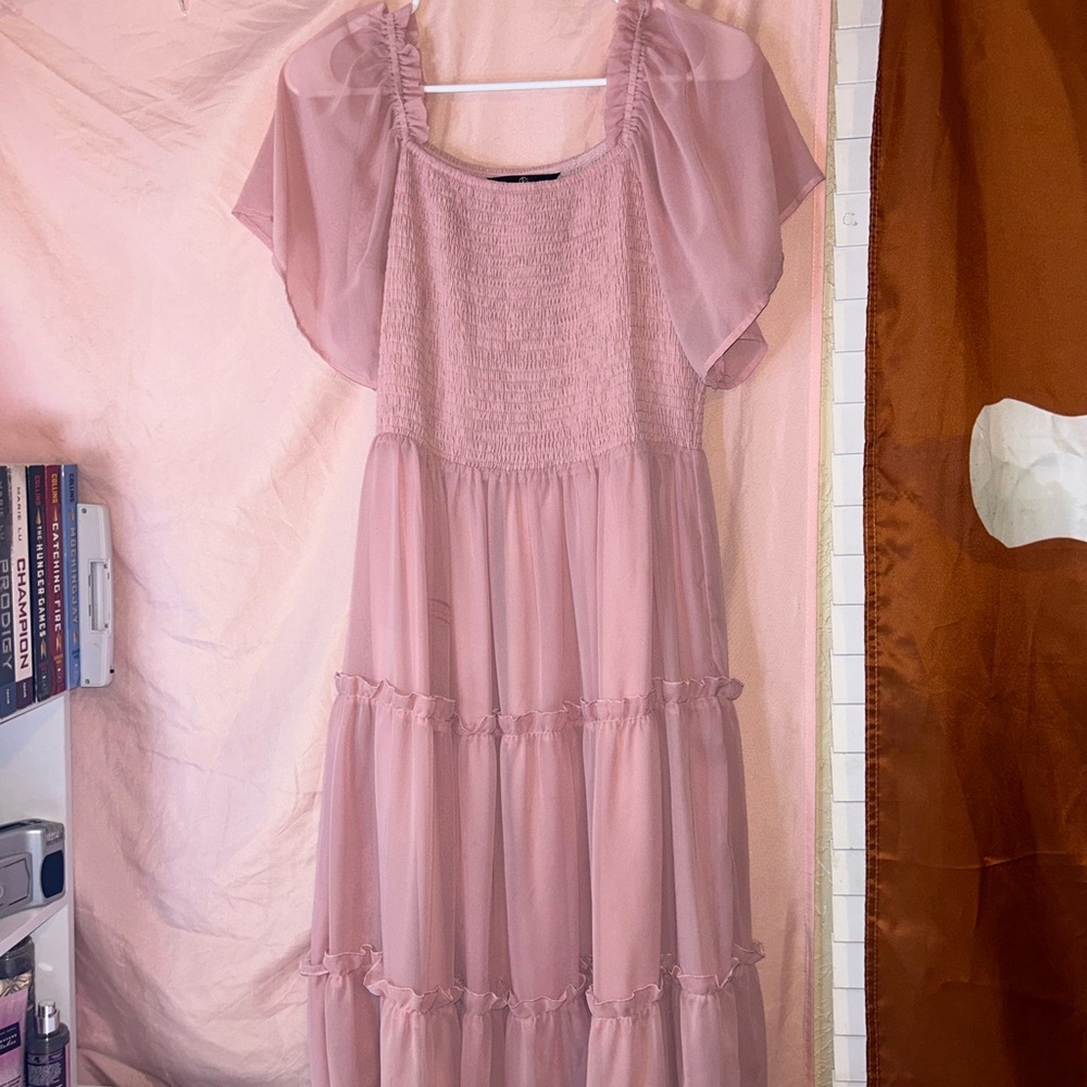 Elegant Pink Chiffon Dress